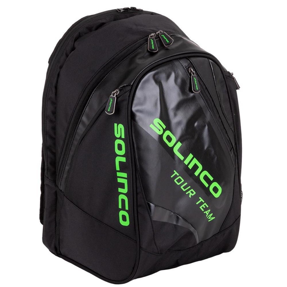 Solinco Tour Team Tennis Backpack Black and Neon Green